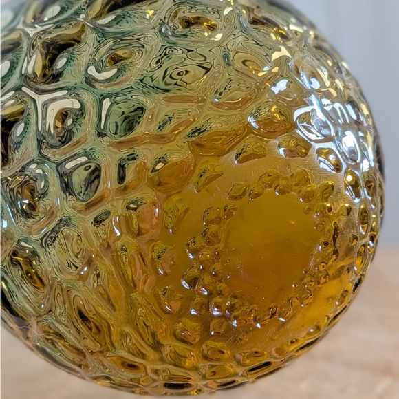 Large Emerald Amber Ombre Art Glass Vase Sculptural Textured Home Decor Gift - Picture 5 of 8